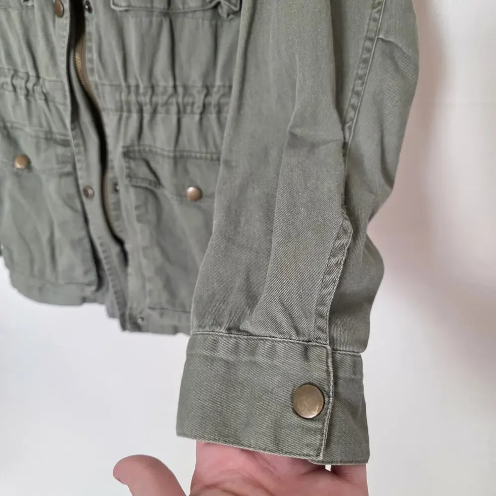 Escalier Army Green Military Utility Jacket Women S Pockets Gorpcore Boho Hooded
